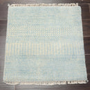 2'x2' Ivory Hand Knotted Tibetan Modern Abstract Wool and Bamboo Silk Oriental Area Rug