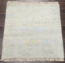 2'x2' Ivory Hand KnottedTibetan Modern  Wool and Bamboo Silk Oriental Area Rug