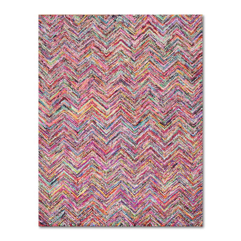 5x8 Pink Hand Tufted Handmade Zig-Zag Medley Cotton Boho Modern Oriental Area Rug