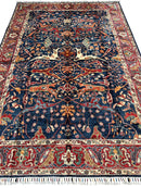 Hand-Knotted Afghani Bidjar Ghazni Wool Rug – 6'7" x 9'10" – Elegant Floral Design