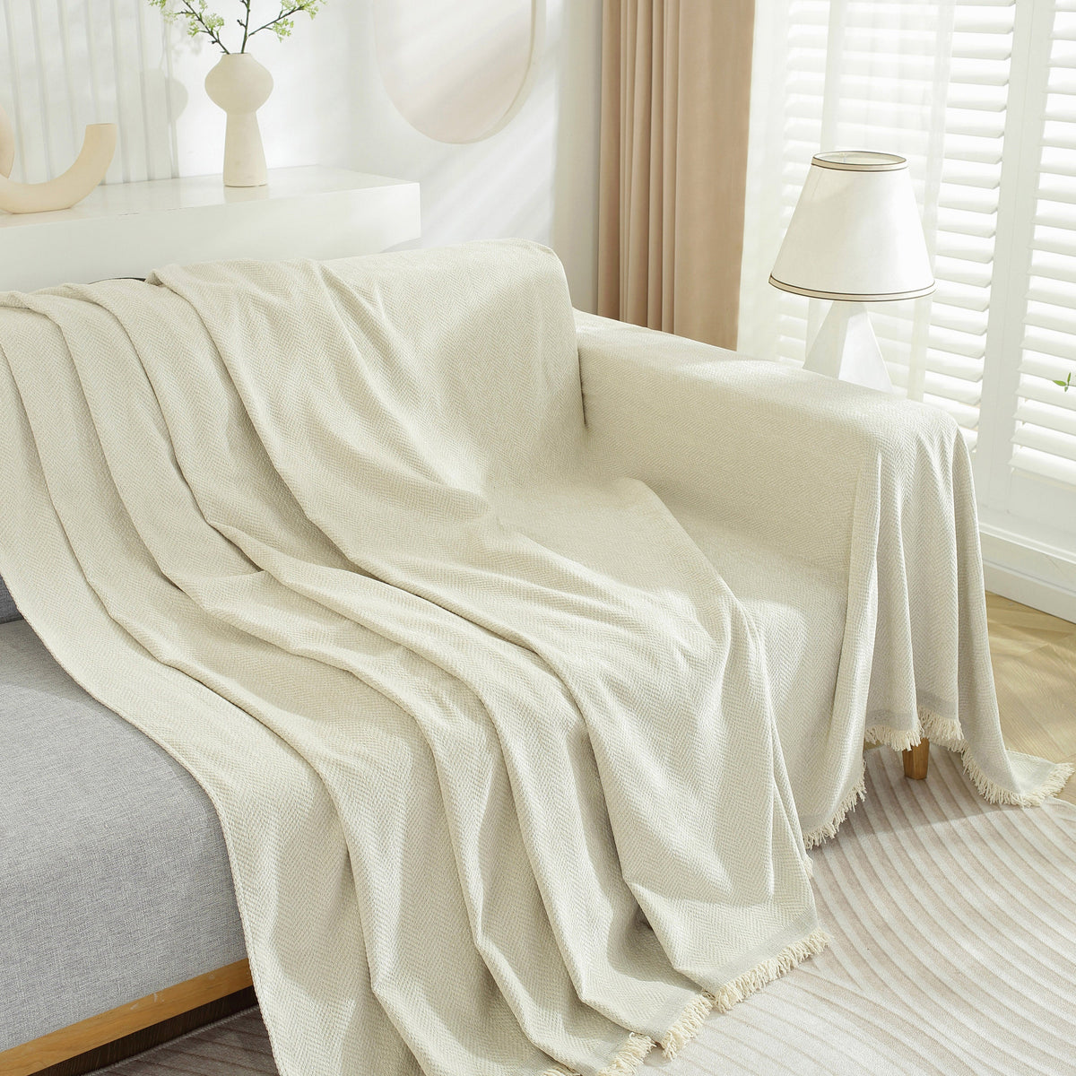Chenille Herringbone Couch Protector Blanket, Stylish Throw Blankets for Couch and Couch Throw Cover, photo 4 of 42