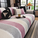 Striped Colorblock Non-Slip Sectional Couch Covers, Chenille Sofa Protector Cover