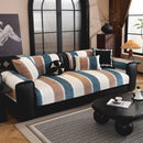 Striped Colorblock Non-Slip Sectional Couch Covers, Chenille Sofa Protector Cover