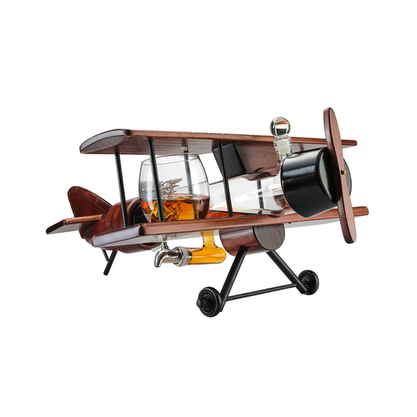 Whiskey & Wine Decanter Airplane Set - Large 21"