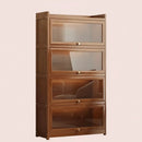 Tall Bamboo Bookshelf with Acrylic Doors, 4 Tier Storage Cabinet by 2Dropme