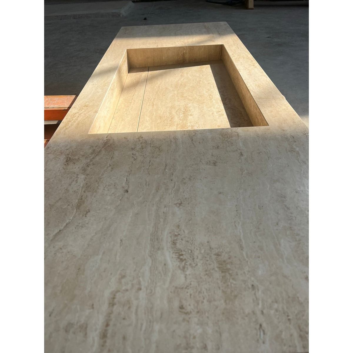 Travertine Sink Warm Beige Handcrafted Natural Stone Custom Design, photo 2 of 9