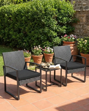 3-Piece Outdoor Patio Furniture Set – Wicker Chairs + Bar Table with Cushions by 2Dropme