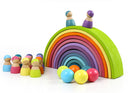 12-Piece Large Wooden Rainbow Stacking Blocks – Pastel / Macaron Colors
