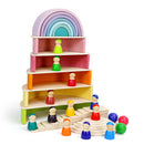 12-Piece Large Wooden Rainbow Stacking Blocks – Pastel / Macaron Colors
