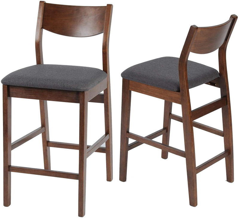 24" Counter Height Chairs Set of 2 Upholstered Dining Chair Bar Stools, Solid Wood Leg, Soft Cushion, Pub Height, Ergonomics Back