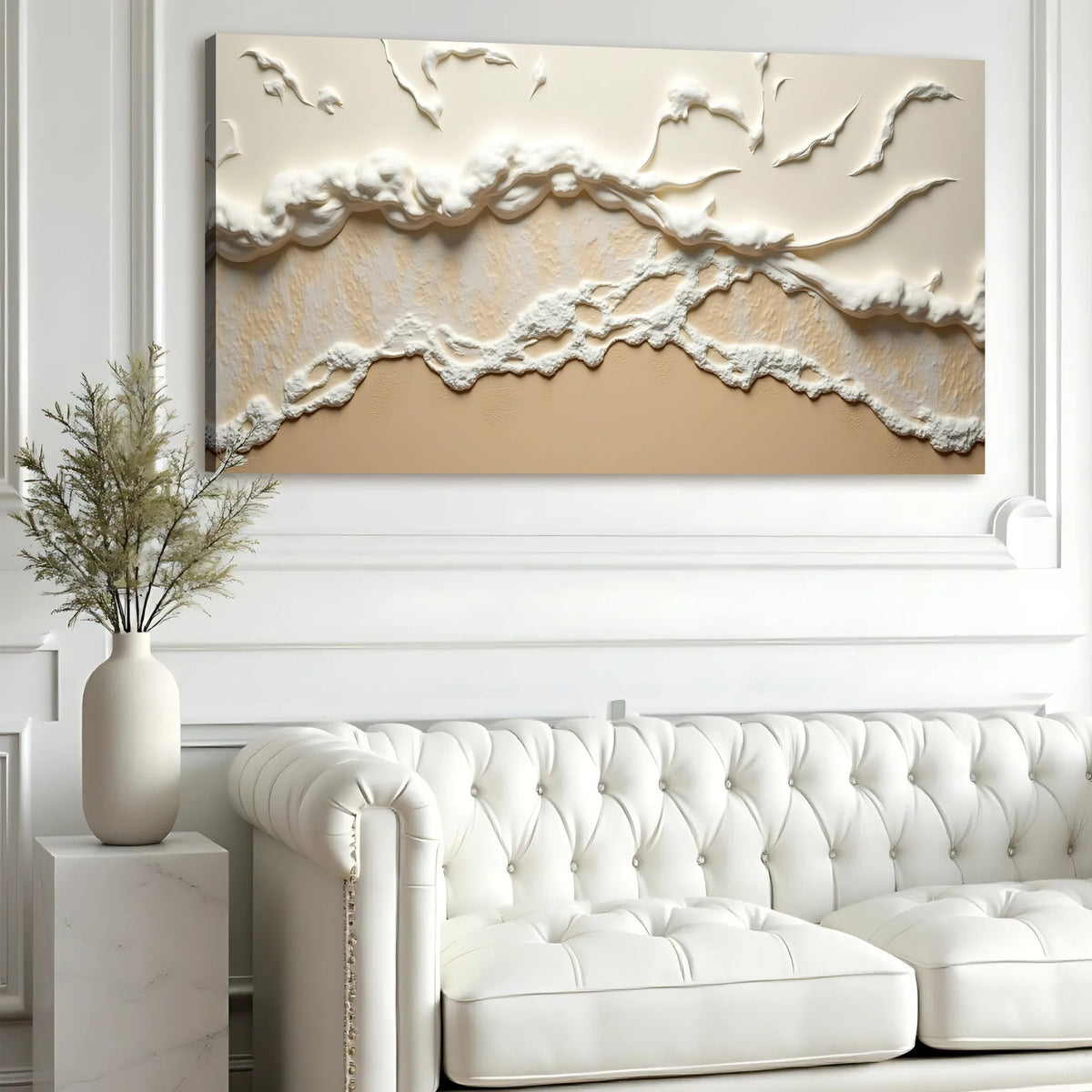 Beige Abstract Ocean Waves Wall Art, photo 5 of 10