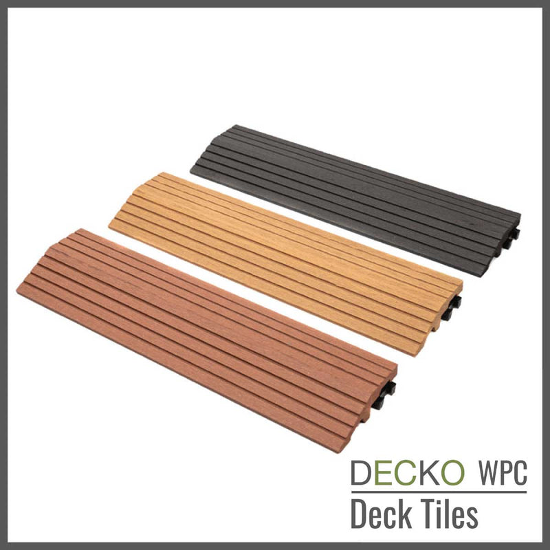 Deck Tile <b>Ramp Edge</b> - for Premium WPC Interlocking Tiles | DECKO (11.8"/3.1"/0.8") - (One Piece)