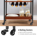 3 Tiers Kitchen Island Serving Bar Cart with Glasses Holder and Wine Bottle Rack by LJGDeals