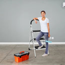 Heavy Duty Industrial Lightweight Folding Stool 3 Step Ladder by DirectDeals