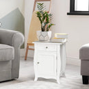 Wooden Accent End Table with Drawer Storage Cabinet Nightstand-White by LJGDeals