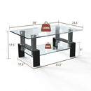 Rectangle Glass Coffee Table with Metal Legs for Living Room by DirectDeals