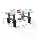 Rectangle Glass Coffee Table with Metal Legs for Living Room by LJGDeals