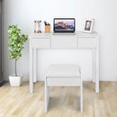 Vanity Makeup Dressing Table Set with Flip Top Mirror and Cushioned Stool by LJGDeals