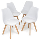 Set of 4 Dining Chairs Mid-Century Modern Shell PU Seat with Wooden Legs by LJGDeals