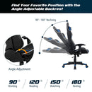 Reclining Swivel Massage Gaming Chair with Lumbar Support-Blue