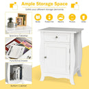 Wooden Accent End Table with Drawer Storage Cabinet Nightstand-White by LJGDeals