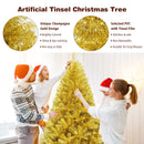 6/7.5 Feet Artificial Tinsel Christmas Tree Hinged with Foldable Stand-6 ft