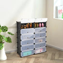 12-Cube DIY Portable Plastic Shoe Rack with Transparent Doors by LJGDeals