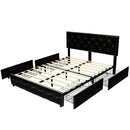 Full/Queen PU Leather Upholstered Platform Bed with 4 Drawers by LJGDeals