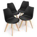 Set of 4 Dining Chairs Mid-Century Modern Shell PU Seat with Wooden Legs by LJGDeals