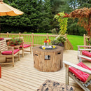 40 Inch Round Propane Gas Fire Pit Table Wood-Like Surface with Laval Rock PVC Cover by LJGDeals