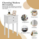 Side Table End Accent Table with 2 Drawers-White by LJGDeals