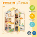 Wooden Dollhouse for Kids Modern Family Pretend Playhouse with Furniture Pieces and Figures-Natural by LJGDeals