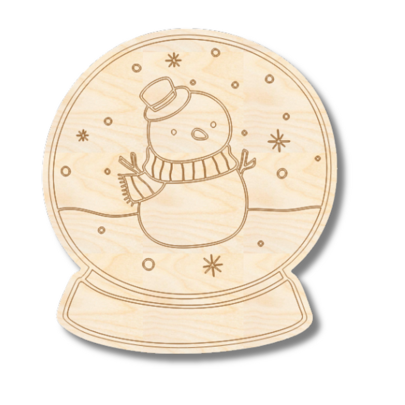Unfinished Wood Etched Snowman Snowglobe Shape | Paint By Line Crafts | up to 30" DIY