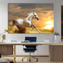 Large Wall Art Galloping White Horse at Sunset Canvas Print