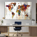 Vintage World Map Canvas Wall Art Print, Warm Tone Global by MyGreatCanvas | Canvas Wall Art Prints | Photo Prints & Wall Decor