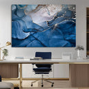 Navy Blue Canvas Art Abstract Print – Elegant Triptych