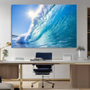 Blue Big Wave Surfing Ocean Canvas Wall Art Artwork Print