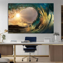 Golden Wave Sunset Canvas Print – Large Coastal Wall Art for