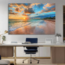 Sunset Beach Canvas Wall Art – Tropical Triptych Seascape