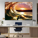 Golden Wave Sunset Triptych Canvas Art, Giclee Canvas Print by MyGreatCanvas | Canvas Wall Art Prints | Photo Prints & Wall Decor