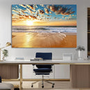 Golden Sunset Beach Print Canvas Wall Art, Giclee Canvas