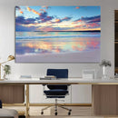 Tranquil Pastel Sunset Beach Triptych Canvas Art, Soothing