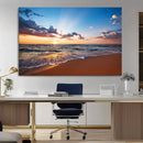Serene Ocean Sunset Canvas Print, Golden Hour Beach Wall