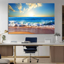 Tropical Beach Sunset Canvas Art, Ocean Waves and Sandy
