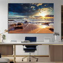 Golden Hour Beach Sunset Canvas Triptych, Ocean Waves and by MyGreatCanvas | Canvas Wall Art Prints | Photo Prints & Wall Decor