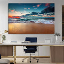 Sunset on Beach Wall Art Ocean Beach Canvas Print