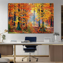 Autumn Red Forest Triptych Canvas Wall Art Print, Forest