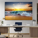 Golden Sunset Ocean Waves Wall Art Canvas Print – Multi