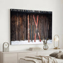 Vintage Ski Gear Canvas Print, Vintage Ski Gear Against