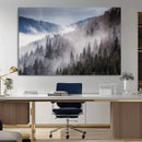 Beautiful Rising Fog in Winter Mountain Landscape- Framed
